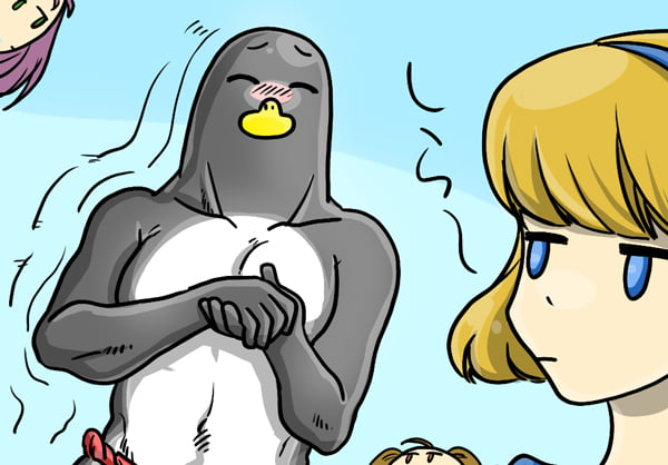 スターを揉み手で褒めるペンギン