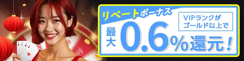 リベートボーナスは勝ち負けに関わらず最大0.6％還元！